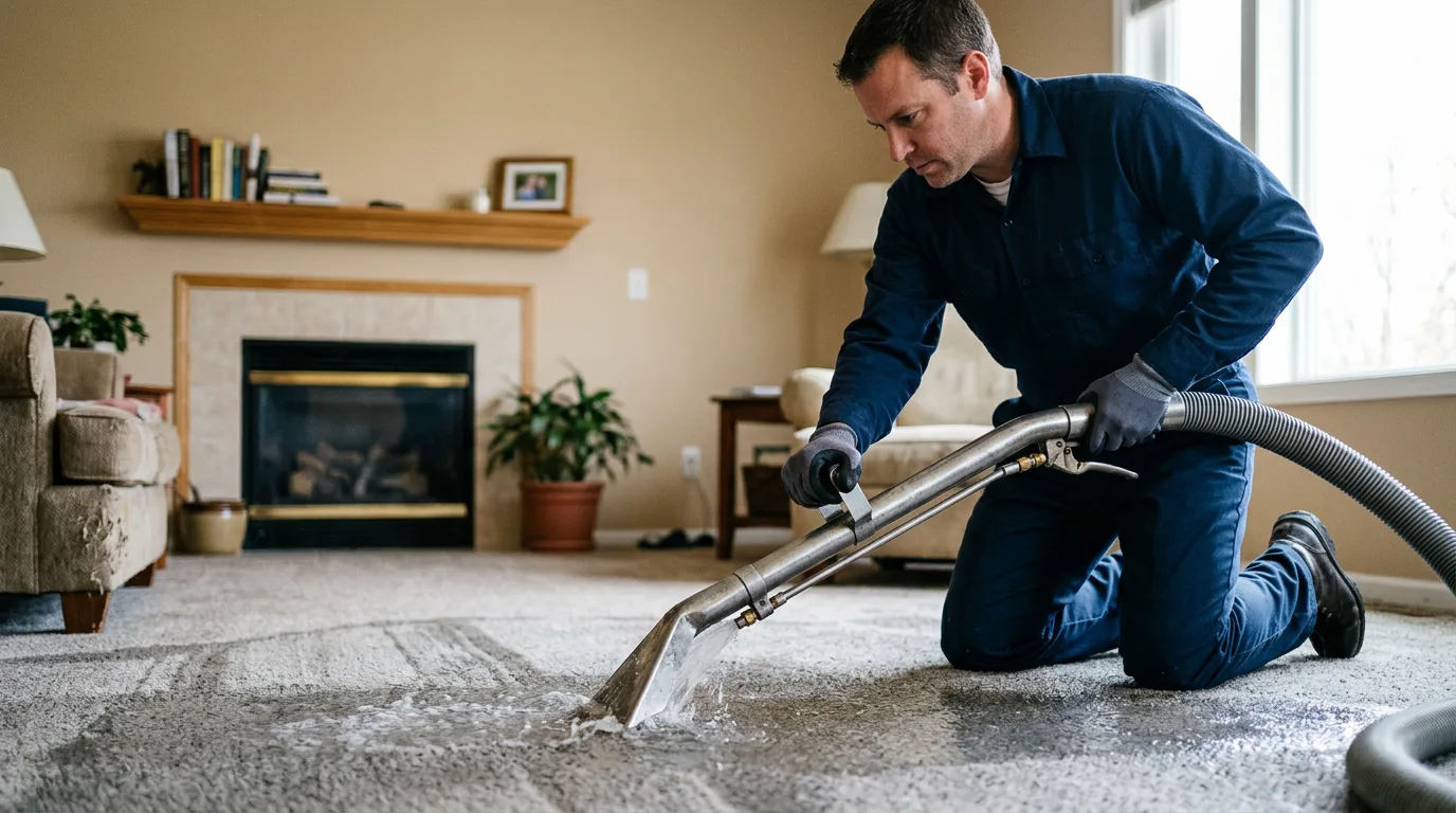 Water damage restoration technician working near Blairstown, IA